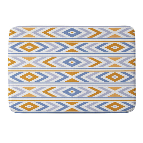 Avenie Boho Horizon Blue and Orange Memory Foam Bath Mat