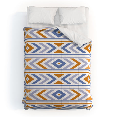Avenie Boho Horizon Blue and Orange Comforter