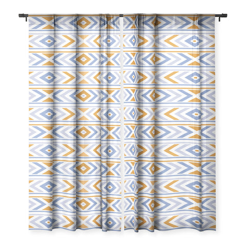 Avenie Boho Horizon Blue and Orange Sheer Non Repeat