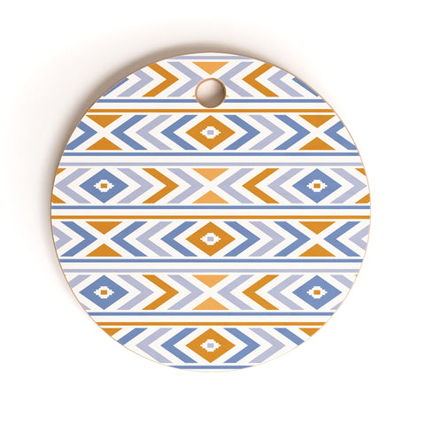 Avenie Boho Horizon Blue and Orange Cutting Board Round