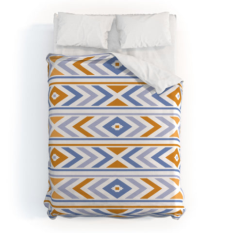 Avenie Boho Horizon Blue and Orange Duvet Cover