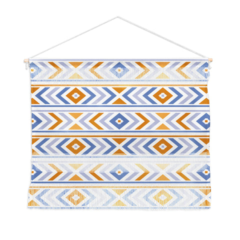 Avenie Boho Horizon Blue and Orange Wall Hanging Landscape