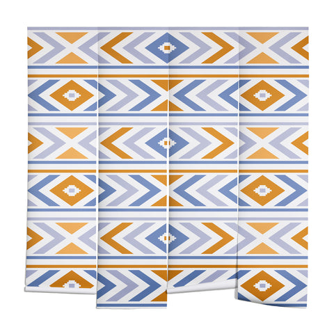 Avenie Boho Horizon Blue and Orange Wall Mural