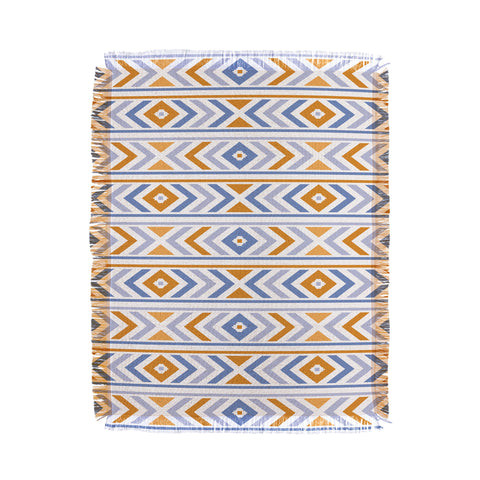 Avenie Boho Horizon Blue and Orange Throw Blanket