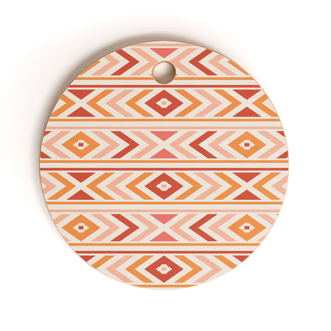Avenie Boho Horizon Coral Cutting Board Round
