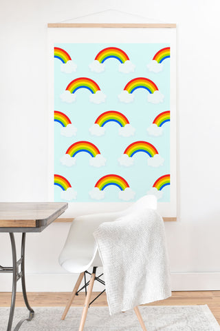 Avenie Bright Rainbow Pattern Art Print And Hanger
