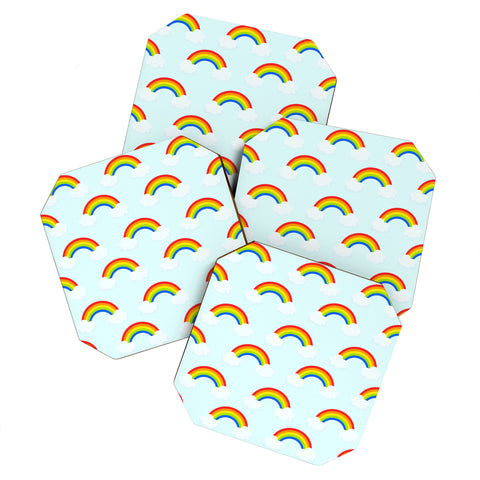 Avenie Bright Rainbow Pattern Coaster Set