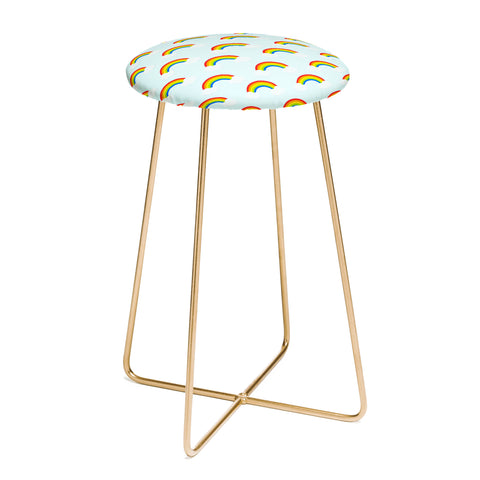 Avenie Bright Rainbow Pattern Counter Stool