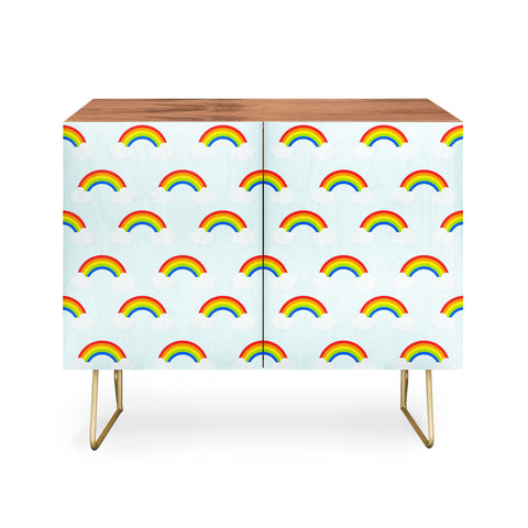 Avenie Bright Rainbow Pattern Credenza