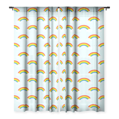 Avenie Bright Rainbow Pattern Sheer Non Repeat