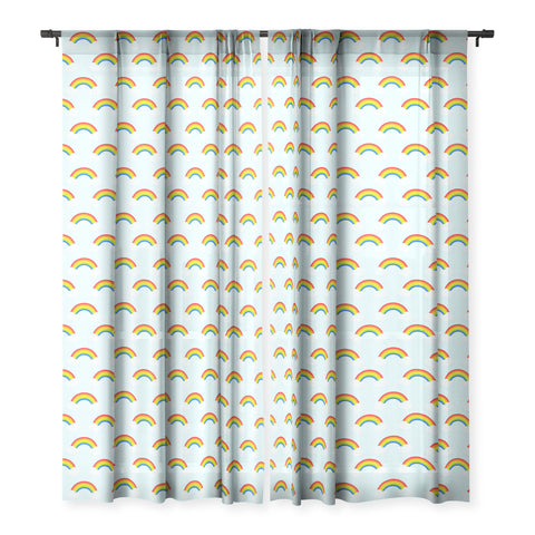 Avenie Bright Rainbow Pattern Sheer Window Curtain