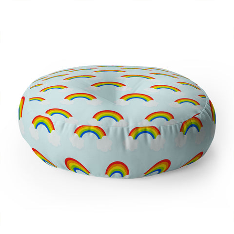 Avenie Bright Rainbow Pattern Floor Pillow Round