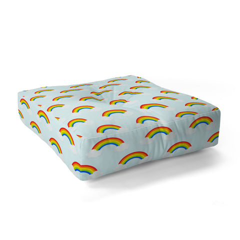 Avenie Bright Rainbow Pattern Floor Pillow Square