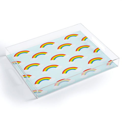 Avenie Bright Rainbow Pattern Acrylic Tray