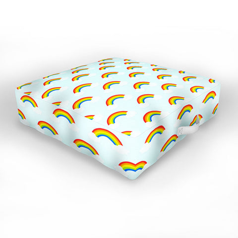 Avenie Bright Rainbow Pattern Outdoor Floor Cushion