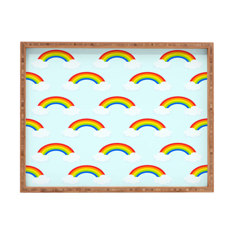 Avenie Bright Rainbow Pattern Rectangular Tray