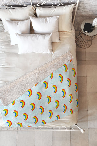 Avenie Bright Rainbow Pattern Fleece Throw Blanket