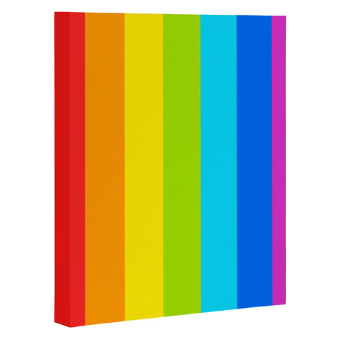 Avenie Bright Rainbow Stripes Art Canvas