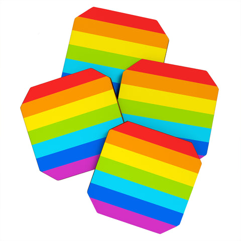 Avenie Bright Rainbow Stripes Coaster Set