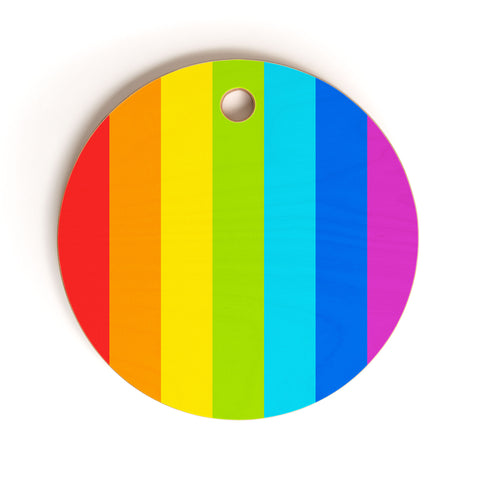 Avenie Bright Rainbow Stripes Cutting Board Round