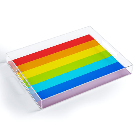 Avenie Bright Rainbow Stripes Acrylic Tray
