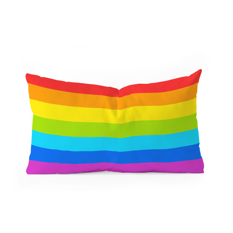 Avenie Bright Rainbow Stripes Oblong Throw Pillow