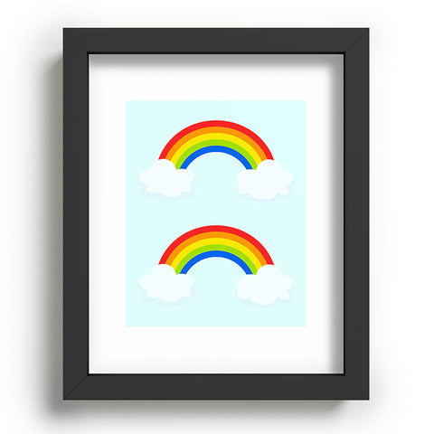 Avenie Bright Rainbow With Clouds Recessed Framing Rectangle