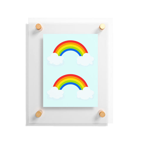 Avenie Bright Rainbow With Clouds Floating Acrylic Print