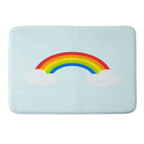 Avenie Bright Rainbow With Clouds Memory Foam Bath Mat