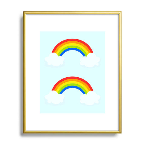 Avenie Bright Rainbow With Clouds Metal Framed Art Print