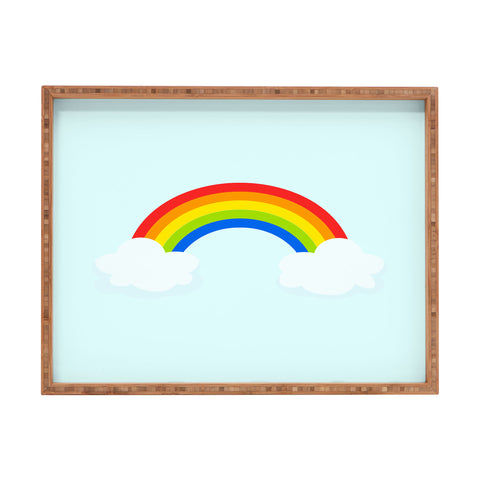Avenie Bright Rainbow With Clouds Rectangular Tray
