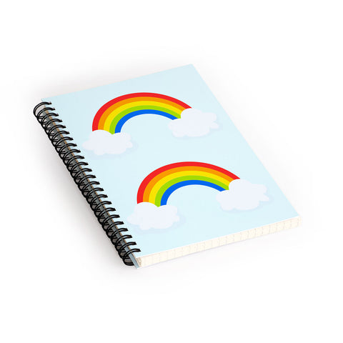 Avenie Bright Rainbow With Clouds Spiral Notebook