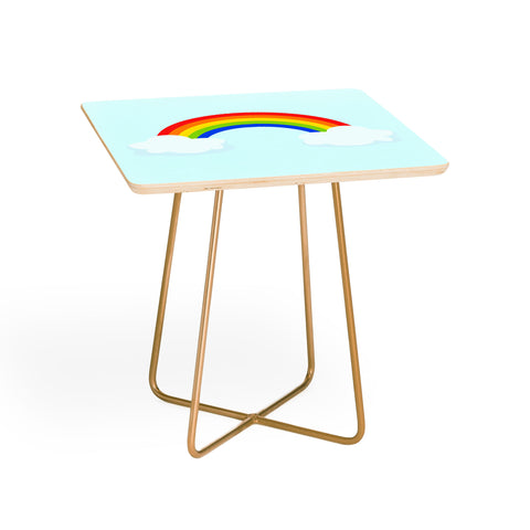 Avenie Bright Rainbow With Clouds Side Table