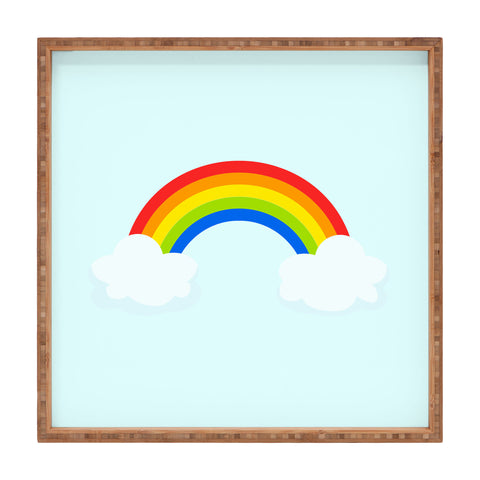 Avenie Bright Rainbow With Clouds Square Tray