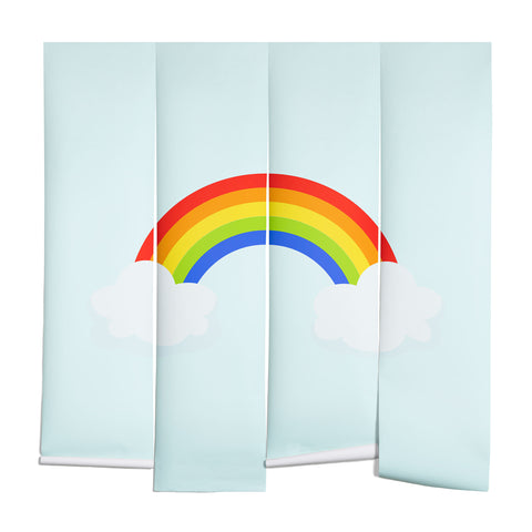Avenie Bright Rainbow With Clouds Wall Mural