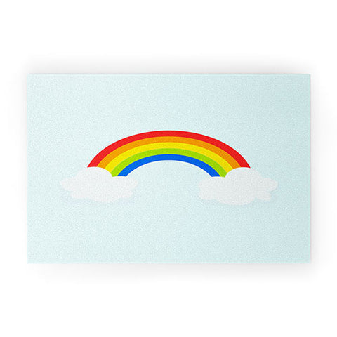 Avenie Bright Rainbow With Clouds Welcome Mat