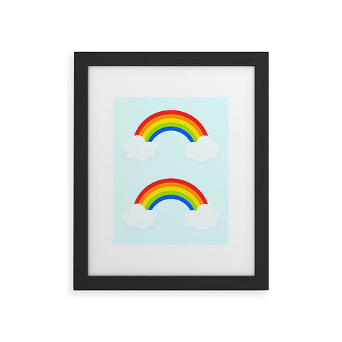 Avenie Bright Rainbow With Clouds Framed Art Print