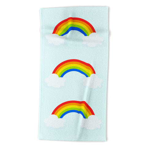 Avenie Bright Rainbow With Clouds Beach Towel