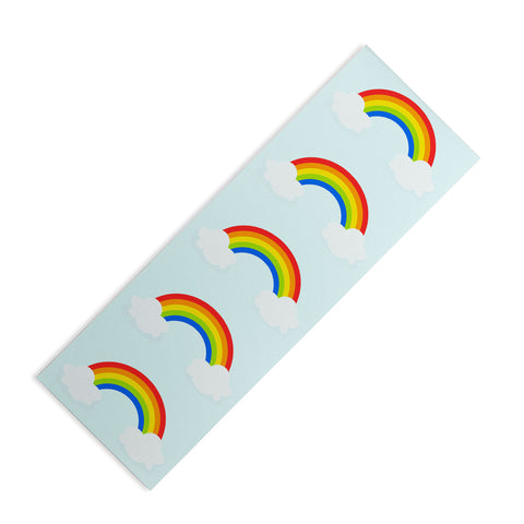 Avenie Bright Rainbow With Clouds Yoga Mat
