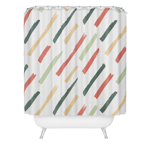 Avenie Brush Strokes Colorful Shower Curtain