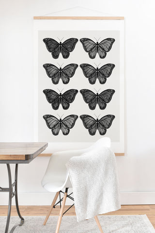 Avenie Butterfly Collection Black Art Print And Hanger