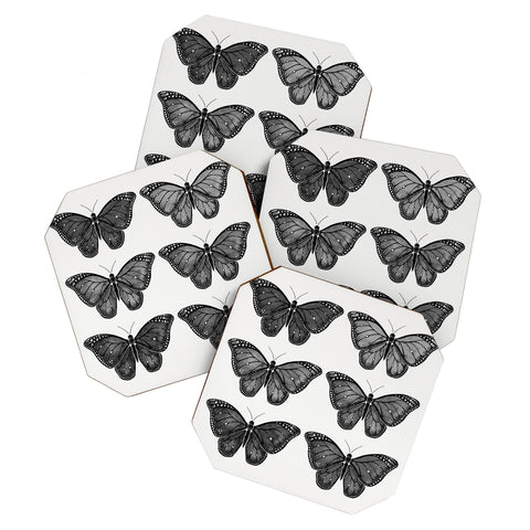 Avenie Butterfly Collection Black Coaster Set