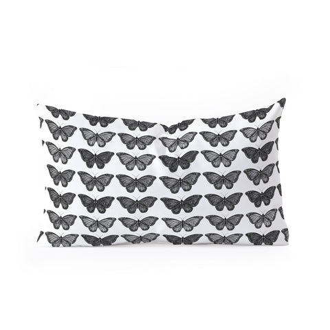 Avenie Butterfly Collection Black Oblong Throw Pillow