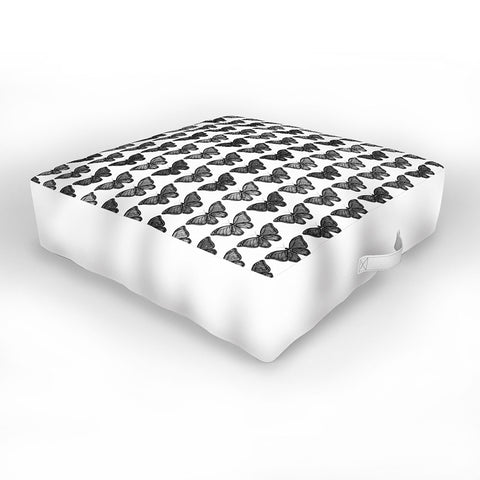 Avenie Butterfly Collection Black Outdoor Floor Cushion
