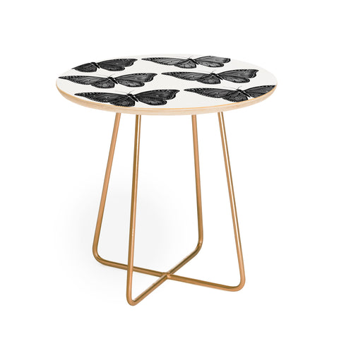 Avenie Butterfly Collection Black Round Side Table
