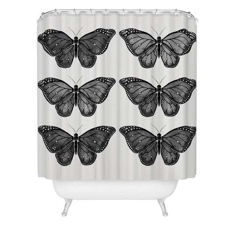 Avenie Butterfly Collection Black Shower Curtain