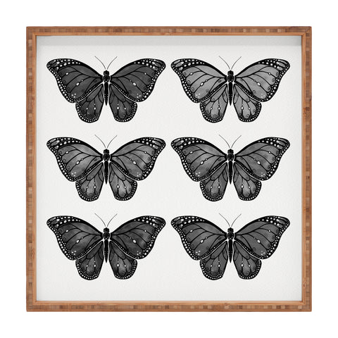 Avenie Butterfly Collection Black Square Tray