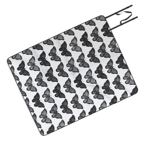 Avenie Butterfly Collection Black Picnic Blanket