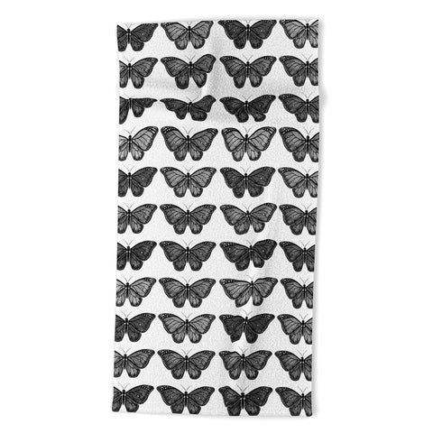 Avenie Butterfly Collection Black Beach Towel
