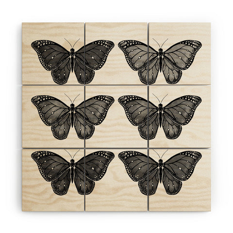 Avenie Butterfly Collection Black Wood Wall Mural